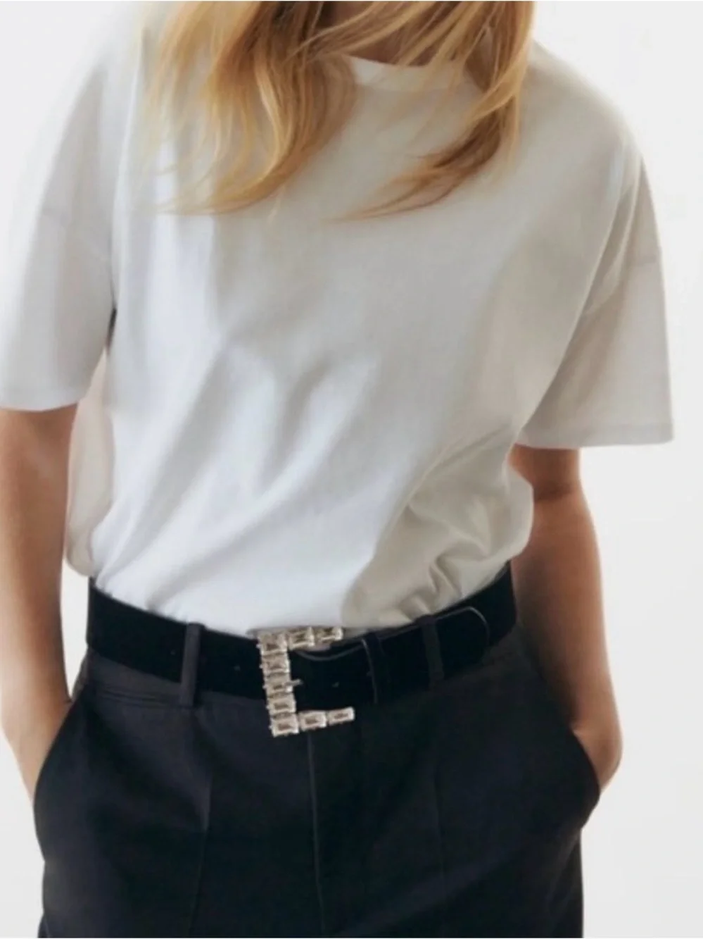 NWOT Zara Bejeweled Buckle Leather Belt